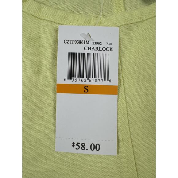 Cable & Gauge Women's Linen Blend Button‎ Detail Top Blouse - Small, Yellow, NWT - Picture 5 of 7